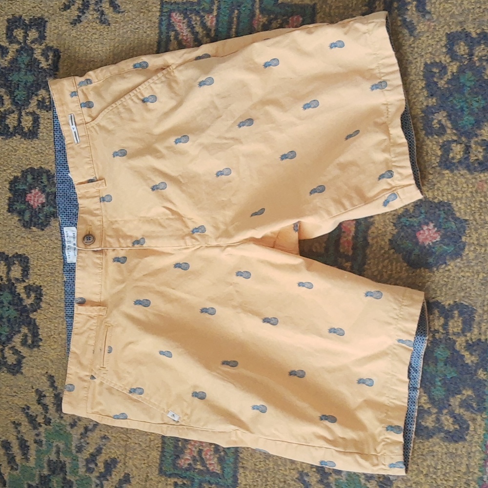 Denim & Flower Men's 38 Yellow Pineapple Bermuda Shorts